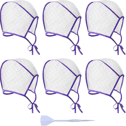 6 Pieces Hair Cap Highlighting Frosting Cap Highlight for Dye Color with Plastic Hooks Hair Coloring Salon Hairdressing Tool Kit Supplies(Purple)