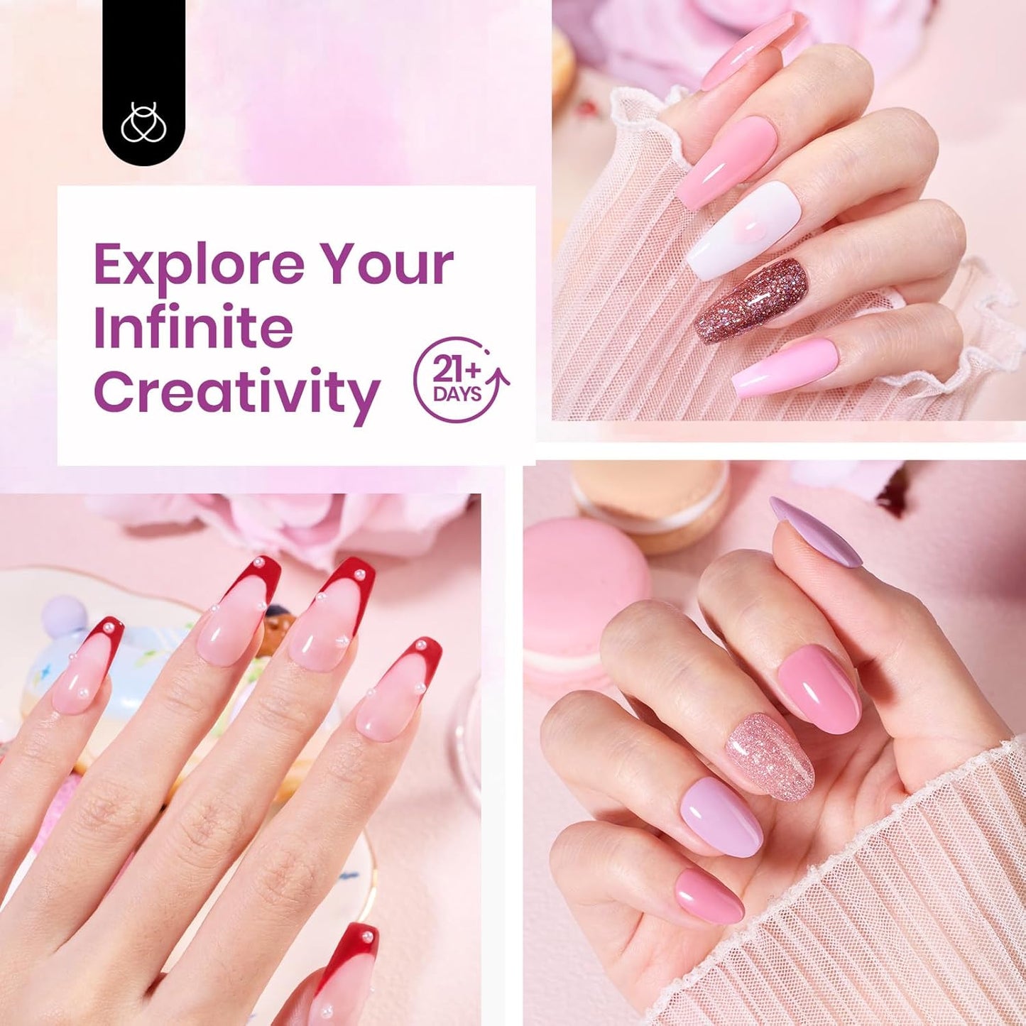 Beetles 20-Color Pink Nude Dip Powder Nail Kit - Jelly Effect & Glitter for DIY Manicure
