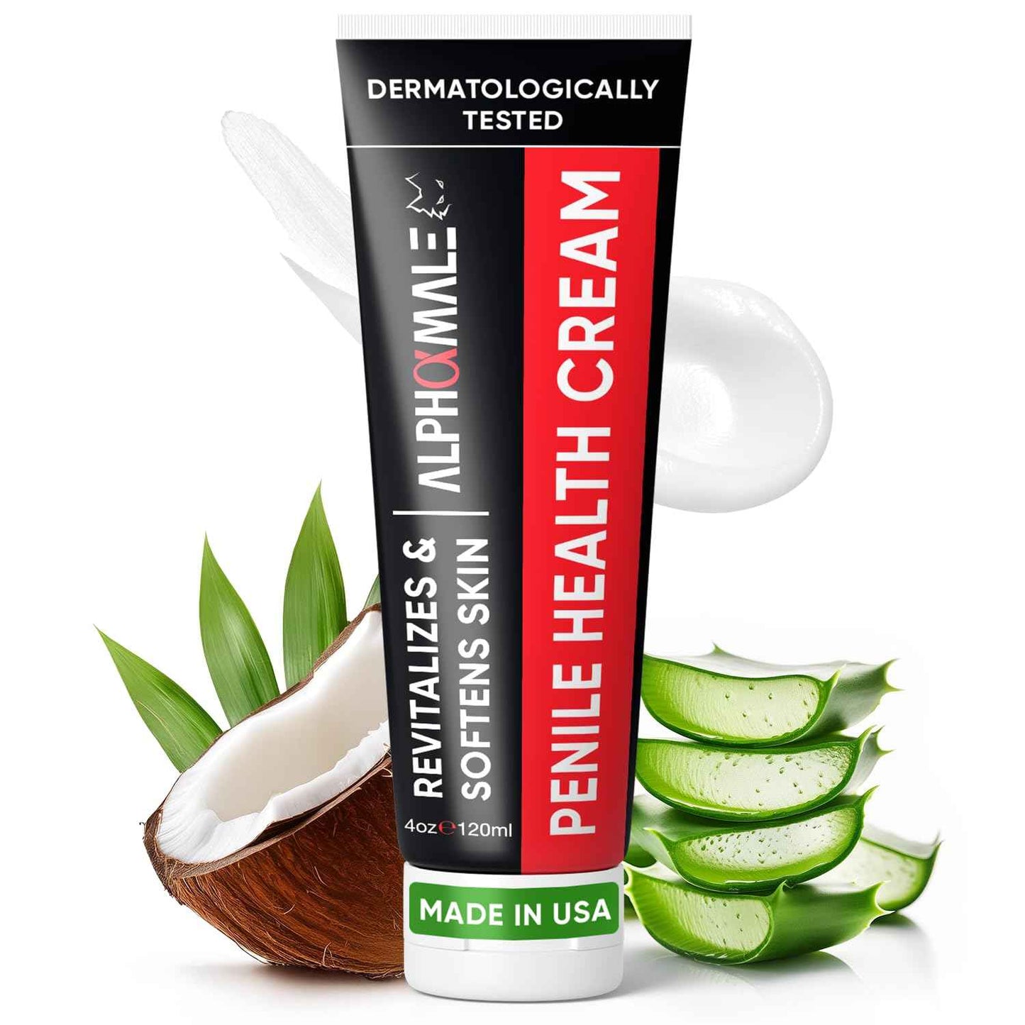 AlphaMale Premium Penile Health Cream for Men – Penile Cream Daily Moisturizer for Sensitive Skin - Foreskin Restoration - Hydrating Formula for Dryness & Irritation – Fragrance-Free – 4oz