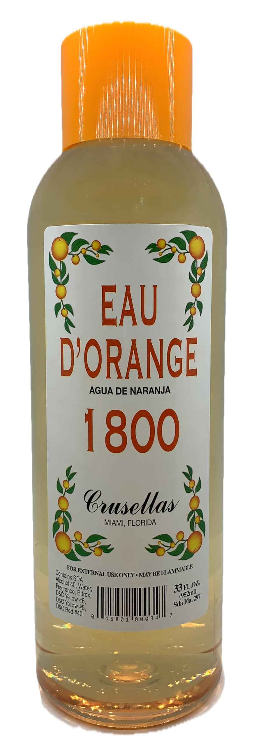Crusellas Legitima Agua de Kolonia 1800 Orange (Naranja) Splash Cologne (33 Fl. Oz.)