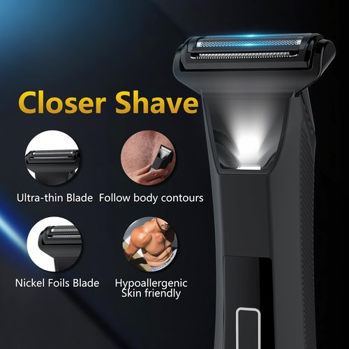 Manscape 3-in-1 Body Trimmer for Men, Groin, Pubic & Ball Hair Shaver No-Nick, Nose Hair Trimmer, Body Groomer for Smooth Shaving, Lightweight with Travel Lock, LED Display, IPX7 Waterproof