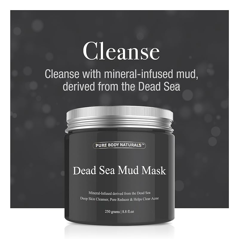 Dead Sea Mud Mask, Bentonite Clay & Activated Charcoal Set for Skin Care - Self Care Gift