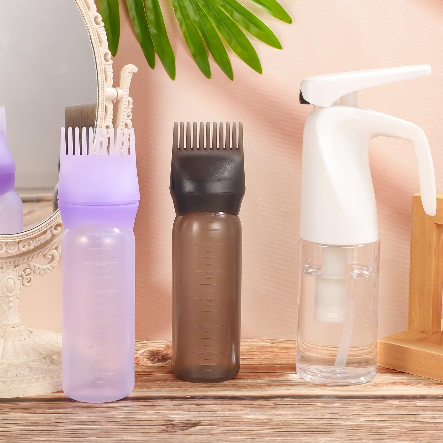 Pimoys Root Comb Applicator Bottle and Continuous Hair Spray Bottle, Hair Oil Applicator Hair Water Mister Oiling Applicator for Dye Hairstyling