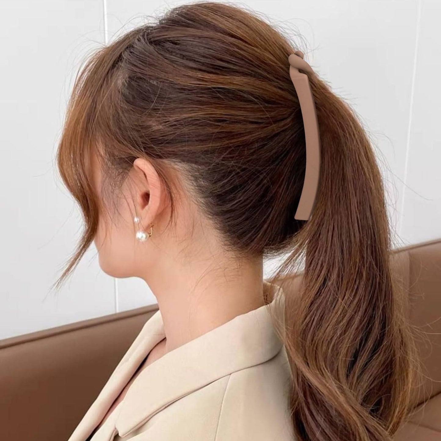 Mxxipp 3pcs French Banana Clips, Non-Slip Classic Large Hairstyle Claws, Fish Shaped Double Combs Hair Holder for Women Curly Straight Long Thick Thin Hair- Beige & Dark Coffee & Light Coffee