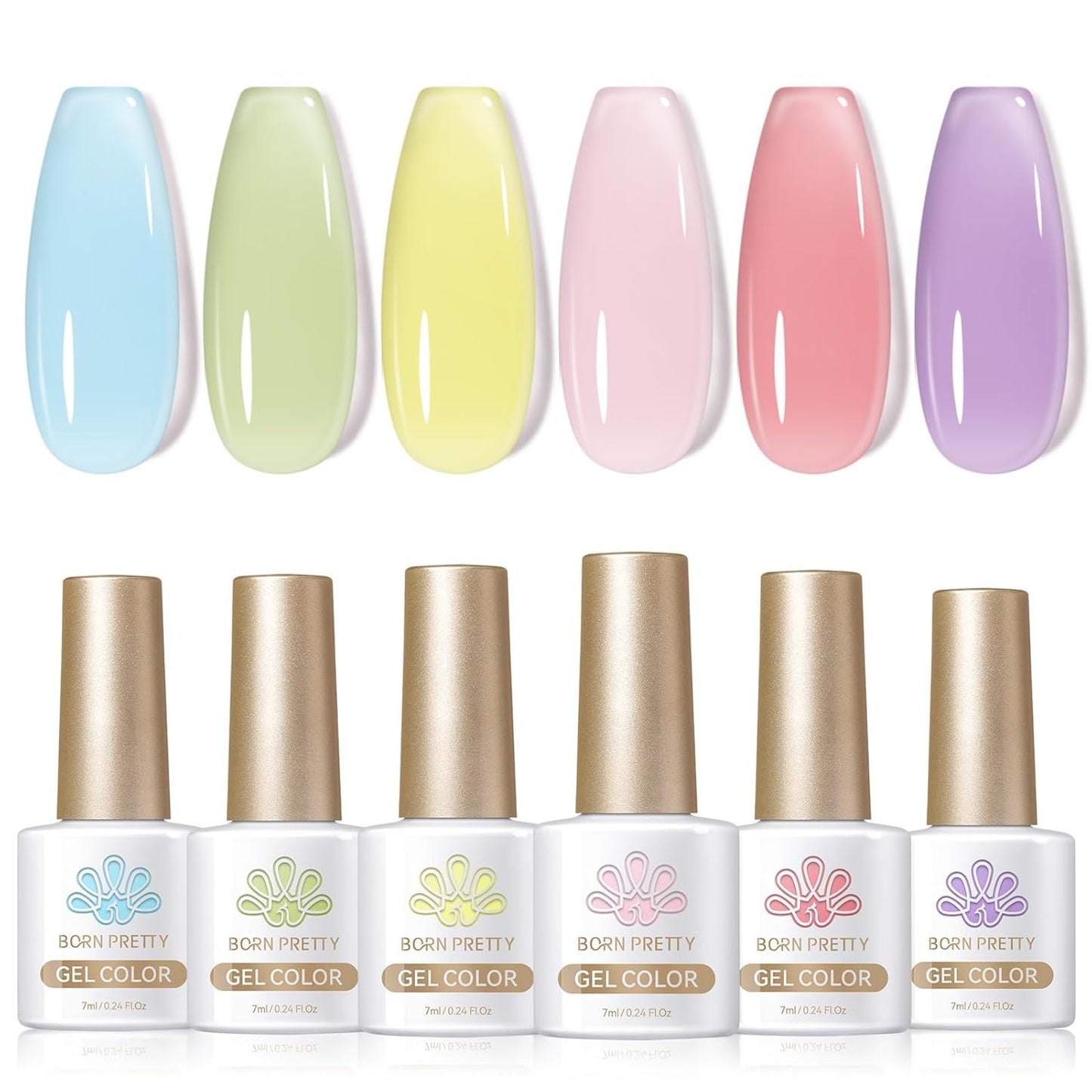 Born Pretty Neon Jelly Gel Nail Polish Set - Halloween Colors, Soak Off UV/LED for Salon & DIY