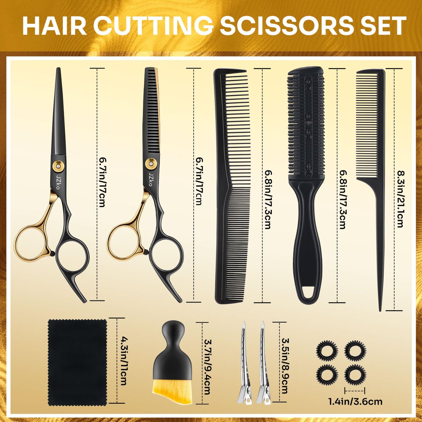 Hair Cutting Scissors Shears Kit, 6.7”Barber Shears, Professional Thinning Shears for Hair Cutting & Haircut Scissors for Barber/Salon/Home/Men/Women/Kids/Adults Shear Sets (Black)