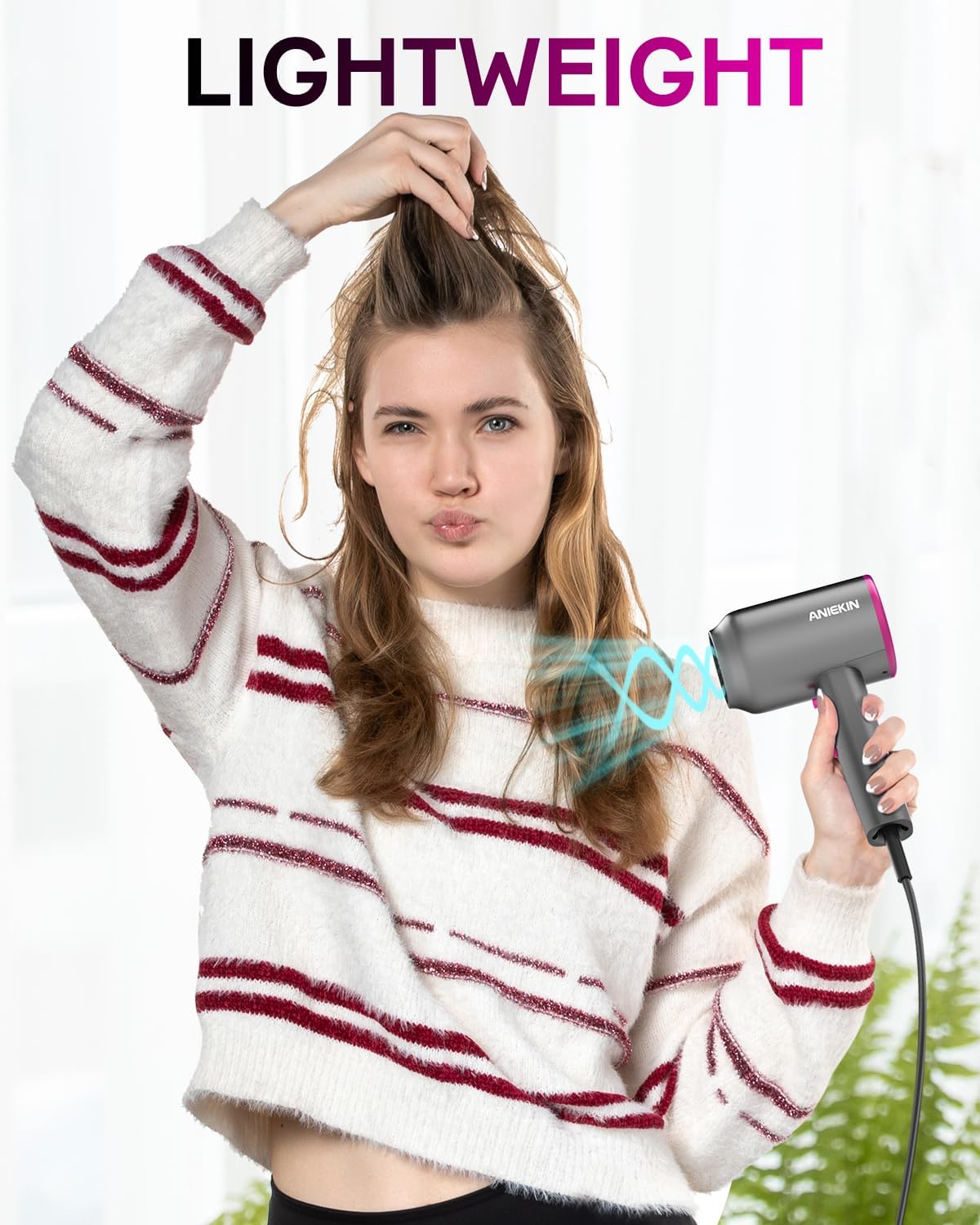 1875W Ionic Hair Dryer with Diffuser - Professional Portable Blow Dryer for Curly Hair