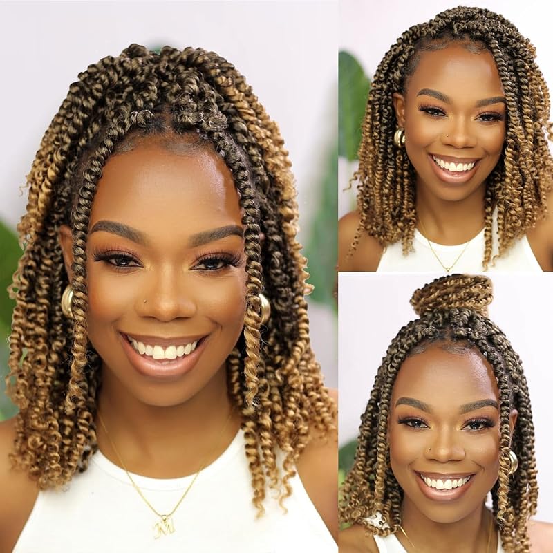 Forevery Pre Twisted Passion Twist Crochet Hair 8 Inch - 9 Packs, T1b/27#+8 Inch