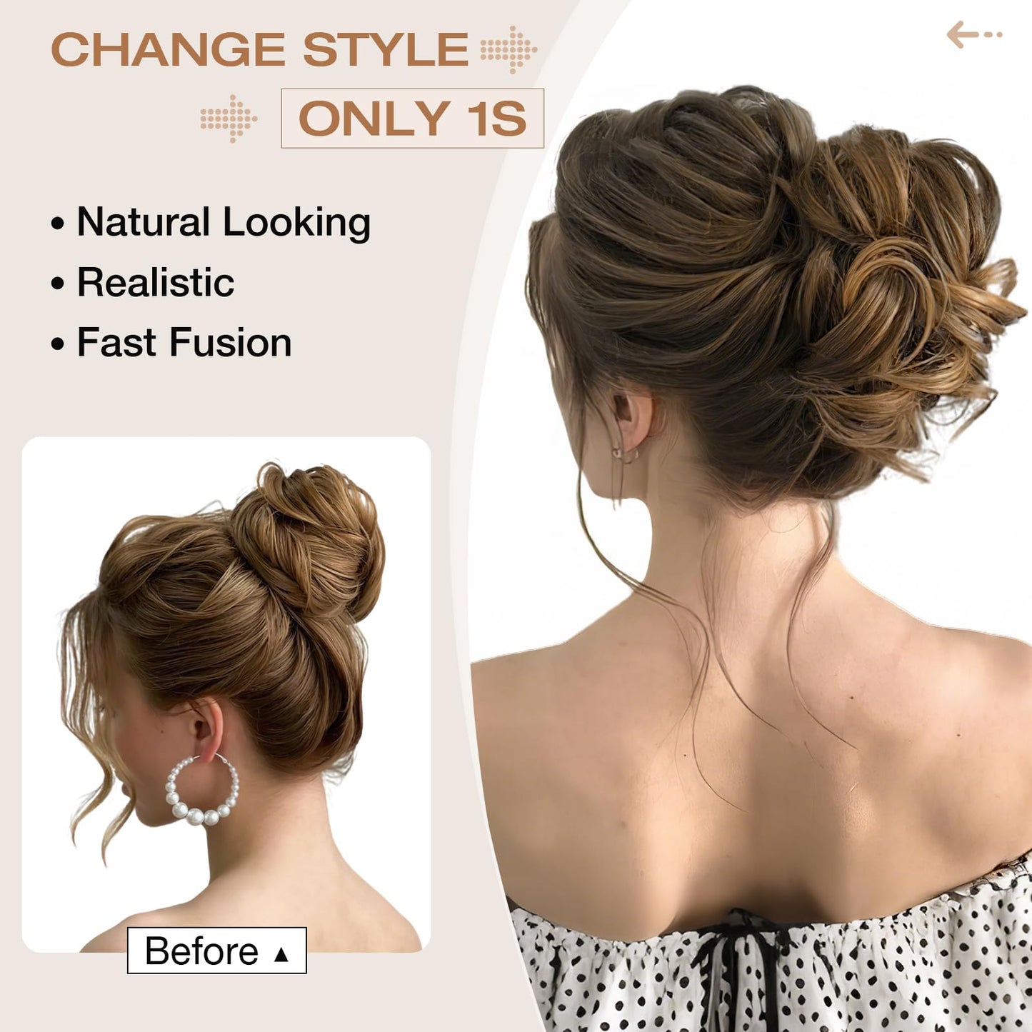 Soulwigger Messy Bun Hair Piece Wavy Curly Scrunchies Fluffy Donut Thick Updo Elegant Chignon Hairpieces for Women Girls, Ash Blonde 1.4oz