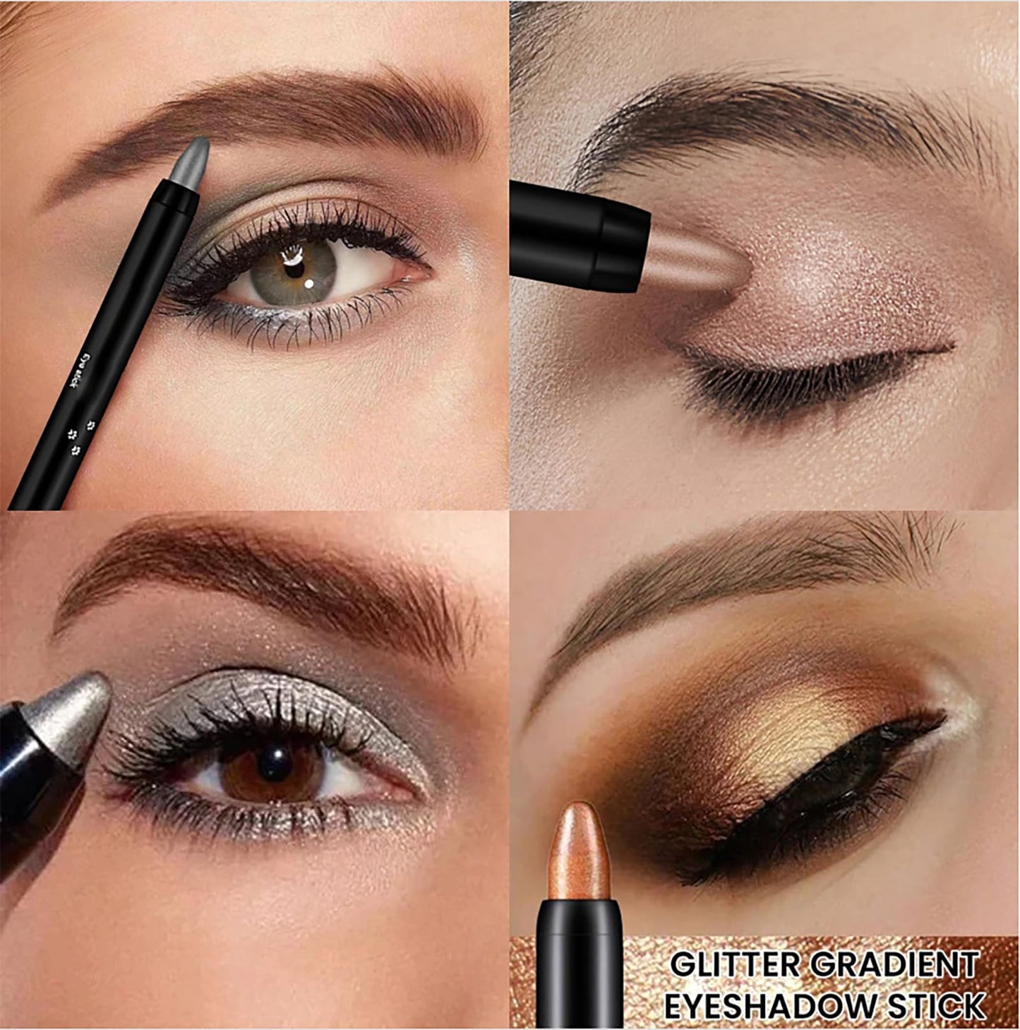 Eyeshadow Shimmer Stick, 16 Color Highlighter Eyeshadows Pencil Waterproof Glitter Eye Shadow Eyeliner Pen, Waterproof Eyeshadows Shimmer Stick Long Lasting Brightener Eyeshadow (15 Gold Brown)