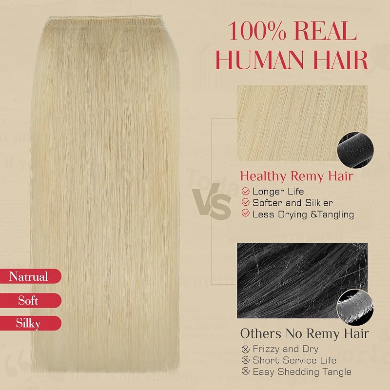 Remy Clip-In Hair Extensions 2PCS 6 Inch #613 Bleach Blonde Real Human Hair