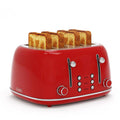 KITCHMIX 4-Slice Retro Toaster with 6 Shade Settings, 1.5" Wide Slots, Dual Controls, Red
