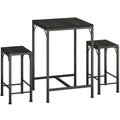 Homeiju Black Bar Table & 2 Stools Set – 23.6” Square, Space-Saving Pub Set