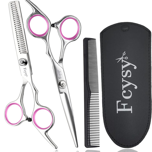 Hair Scissors Blending Shears Set, Fcysy Barber Shears Thinning Shears Kit, Hair Cut Set Professional Salon Haircutting Tools Hairdresser Scissors of Hairdressing Accessories