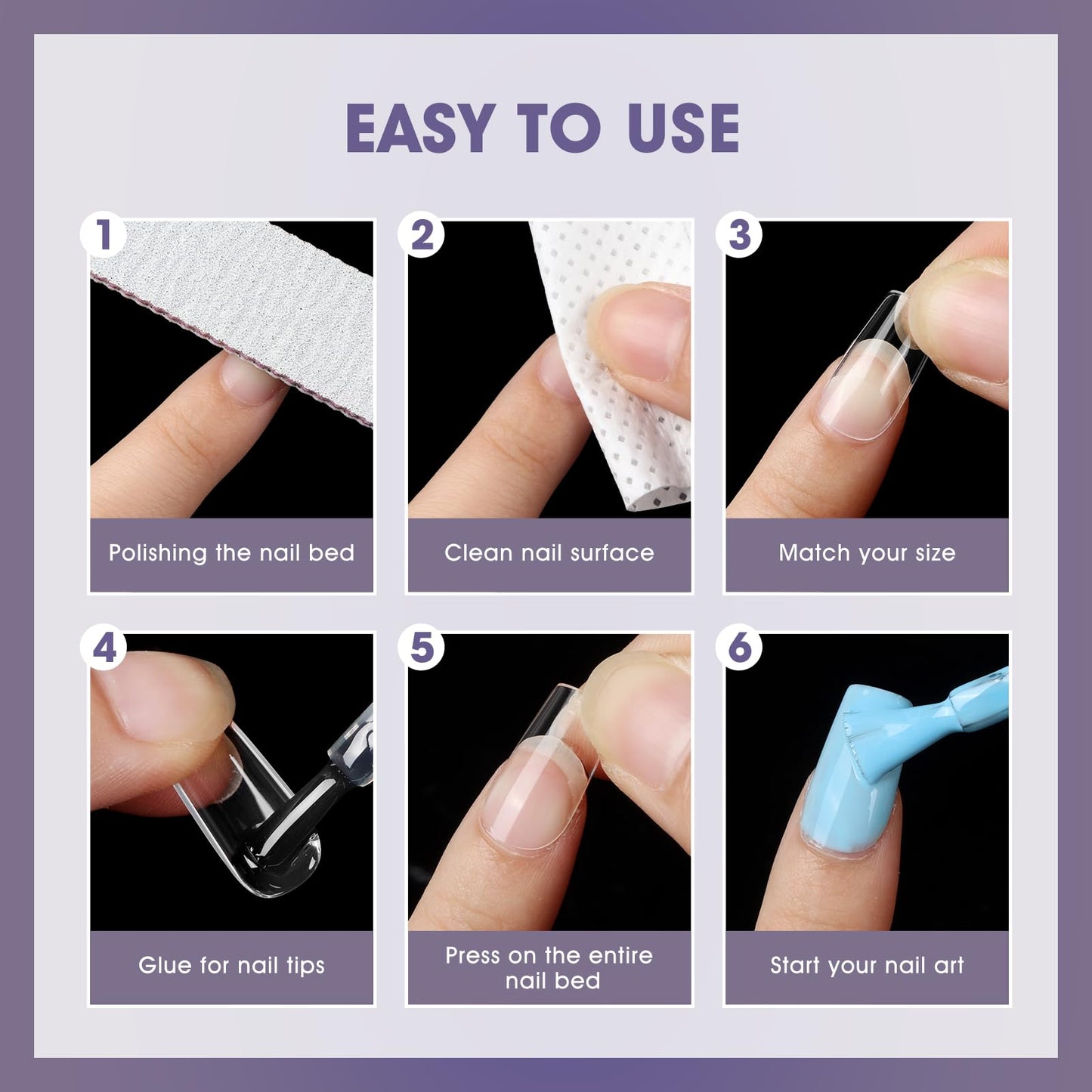 Short Square Gel Nail Tips: 240 PCS Pre-Shaped Full Cover False Square Nails Tips Acrylic Clear Fake Nails Extension for Nail Manicure Home DIY Women 12 Sizes
