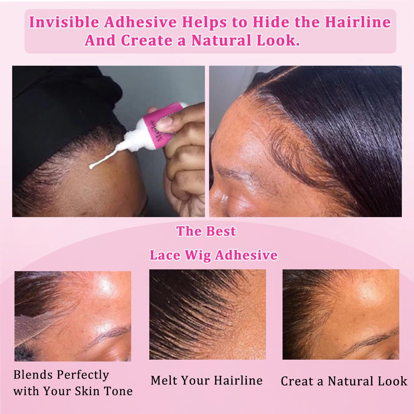 Extreme Hold Lace Glue for Wigs, Waterproof Oil-Resistant Wig Glue for Front Lace Wig, Strong Invisible Bonding Adhesive, 1.3oz, Non-Toxic, No Shine, No Odor or Latex