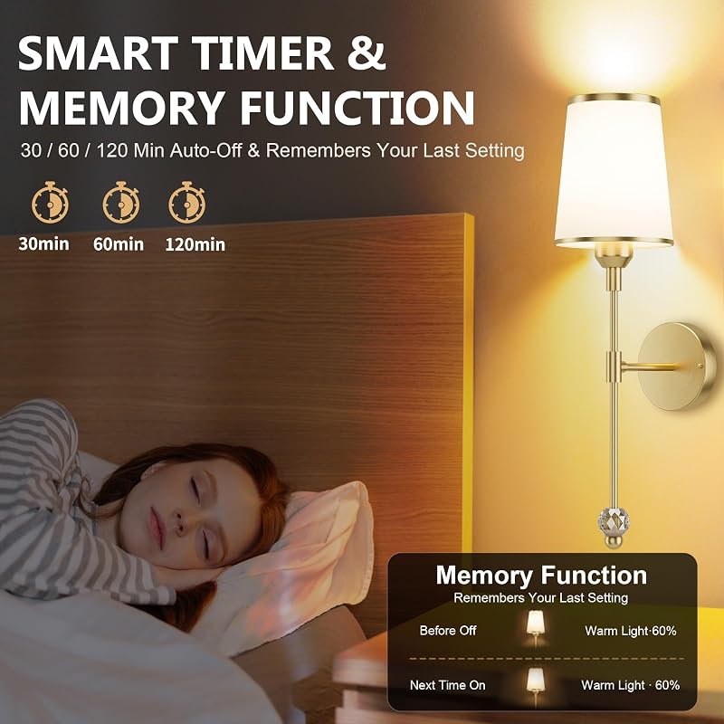 Gold Wall Sconces Set of Two - Battery Operated LED Wall Lighting (Variation: Gold)