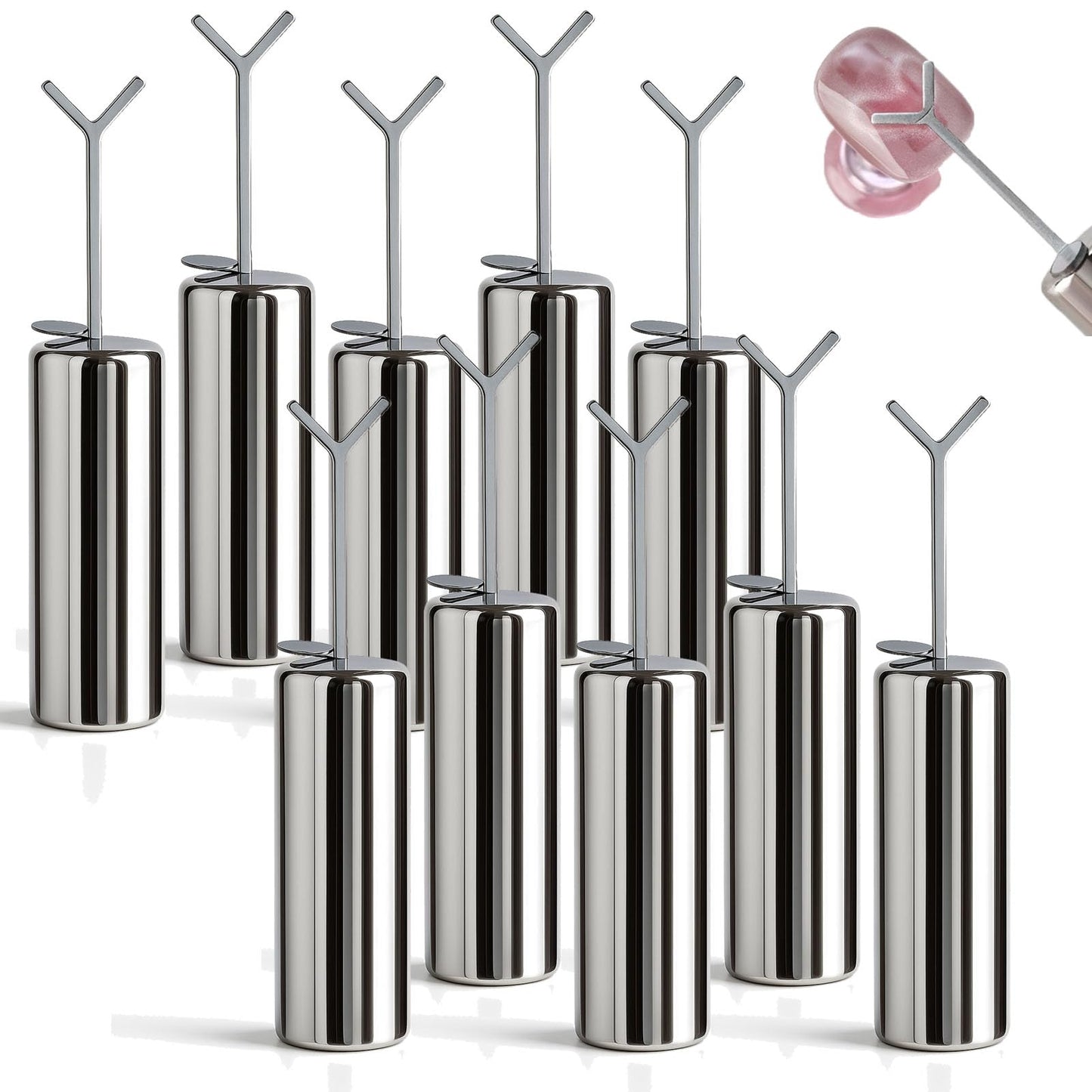 Heart Cat Eye Magnet For Nails, 5 Pack DIY Heart Cat Eye Magnet Set, Professional Nail Art Magnet Sticks with Y-Shaped Guide (10PCS)