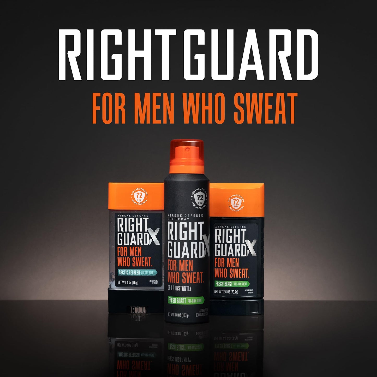 Right Guard Xtreme Defense Invisible Solid Antiperspirant & Deodorant, Arctic Refresh Scent, 5-in-1 Protection for Men, 72-Hour Odor Control, 2.6 oz. (4 count)
