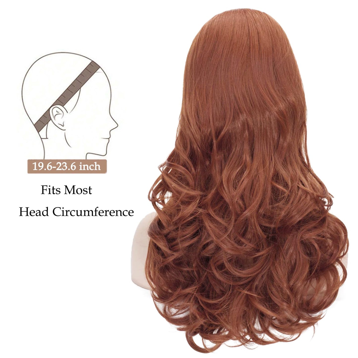 Probeauty Long Wavy Auburn Copper Bouffant Beehive Wigs Big Curly Wave Retro Wigs for Women 70s 80s Costume 23 Inch