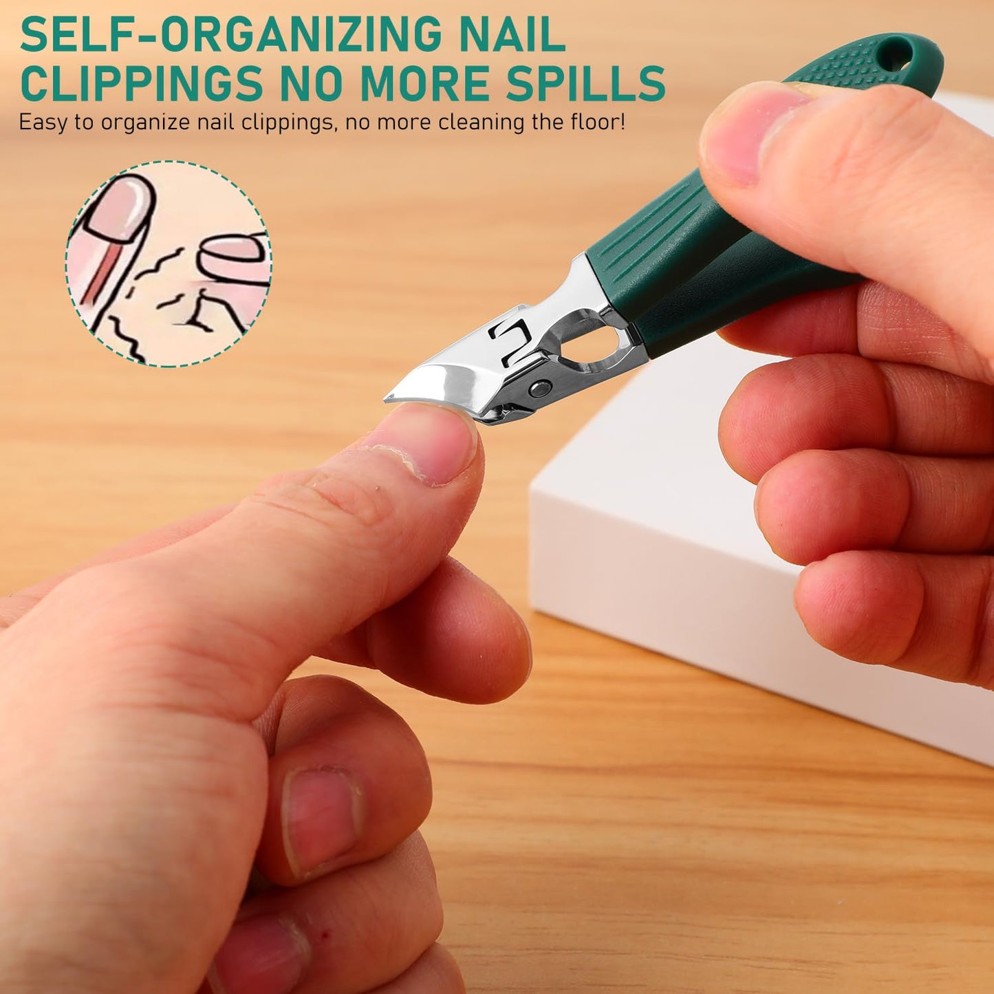 3Pcs Eagle Beak Beveled Nail Clippers,Wide Jaw Opening Anti-Splash Slanted Nail Clipper,Edge Nail Clippers,Long Handle Wide Jaw Opening Anti-Splash Slanted Nail Clipper for Men Women