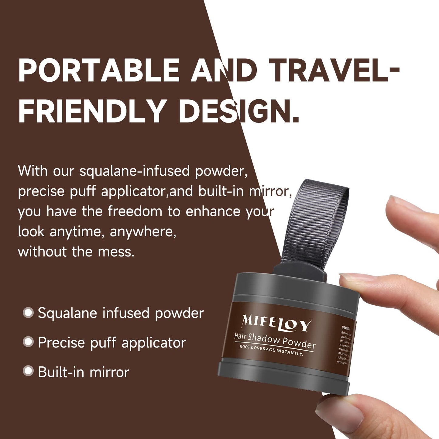 MIFELOY 2 Pack Root Touch Up and Gray Coverage Powder for Hair, Beard, Eyebrow, and Thinning Hairline - Dark Brown