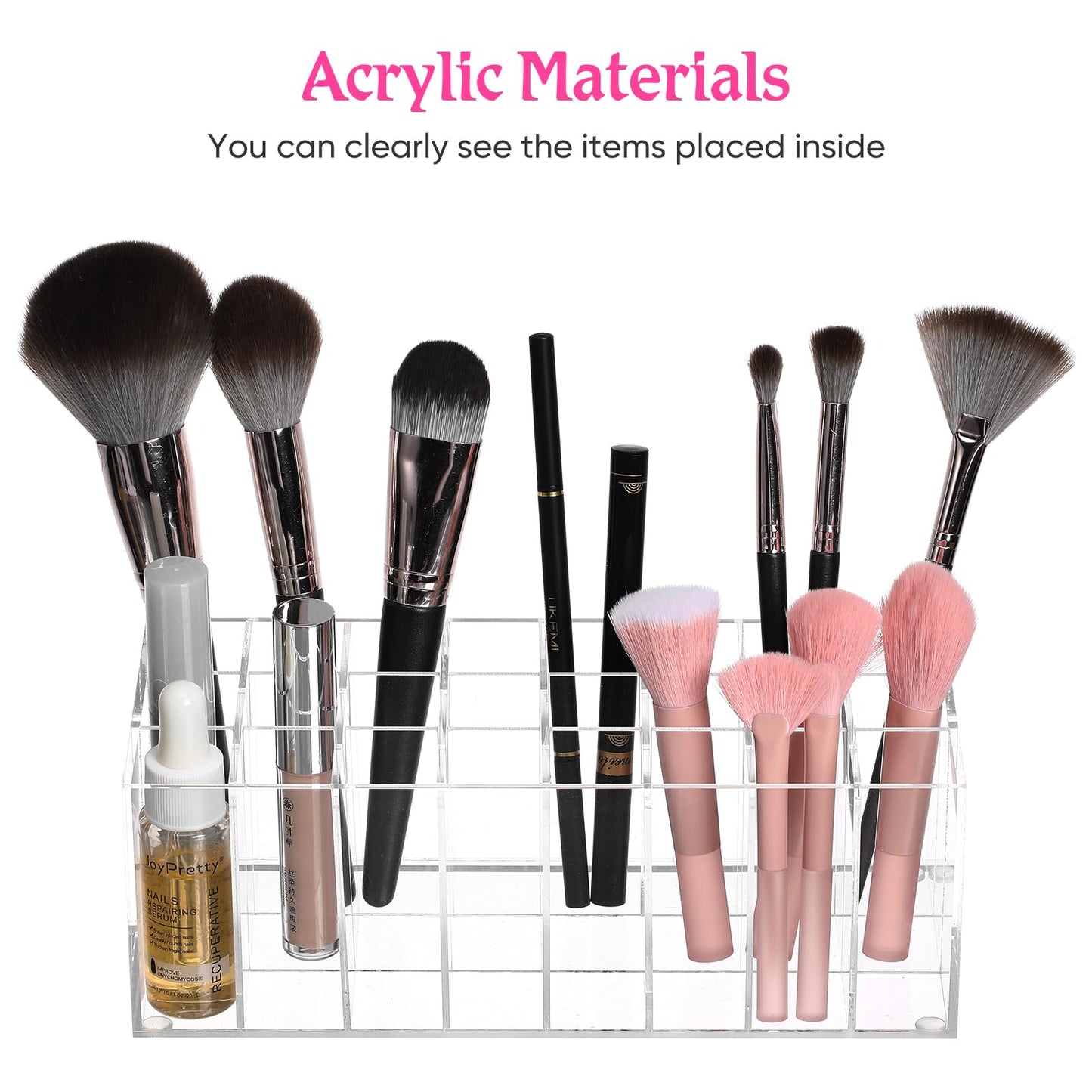 balacoo Lipstick Display Rack: 24 Compartment Acrylic Gloss Organizer Lipstick Organizer Holder Clear Makeup Organizer Case for Lip Gloss Brushes