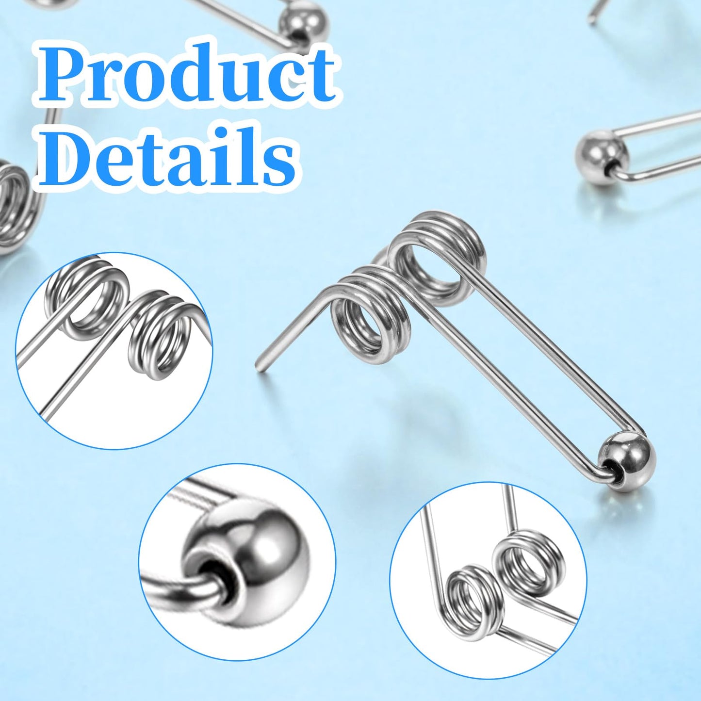 6 Pcs Hair Curling Torsion Spring Double Return Torsion Springs Diameter 1.3 mm Length 30 mm Perm Rods Stainless Steel Hair Curling Accessories