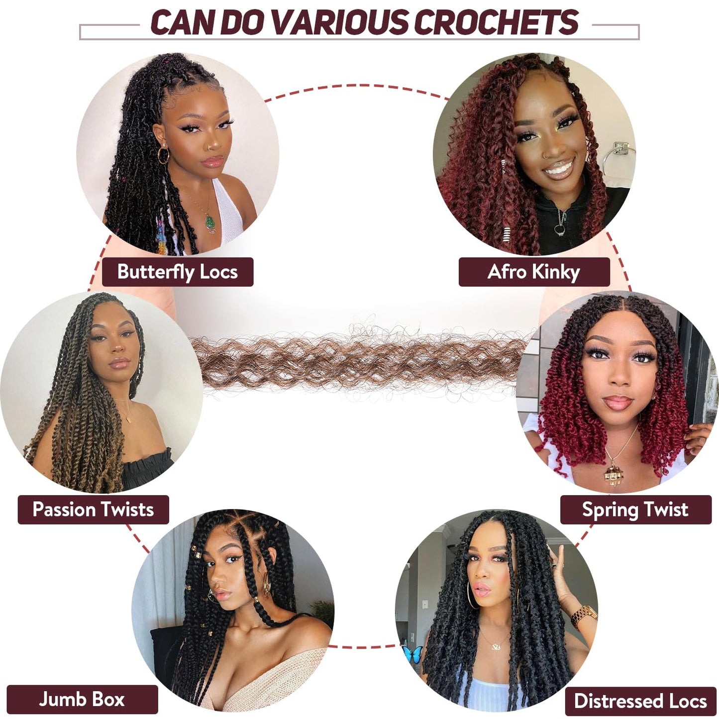 ROKTRESS Afro Spring Twist Hair 16 Inch 8packs Springy Marley Braiding For Faux Locs Pre Separated Black Women (16inch,T30)