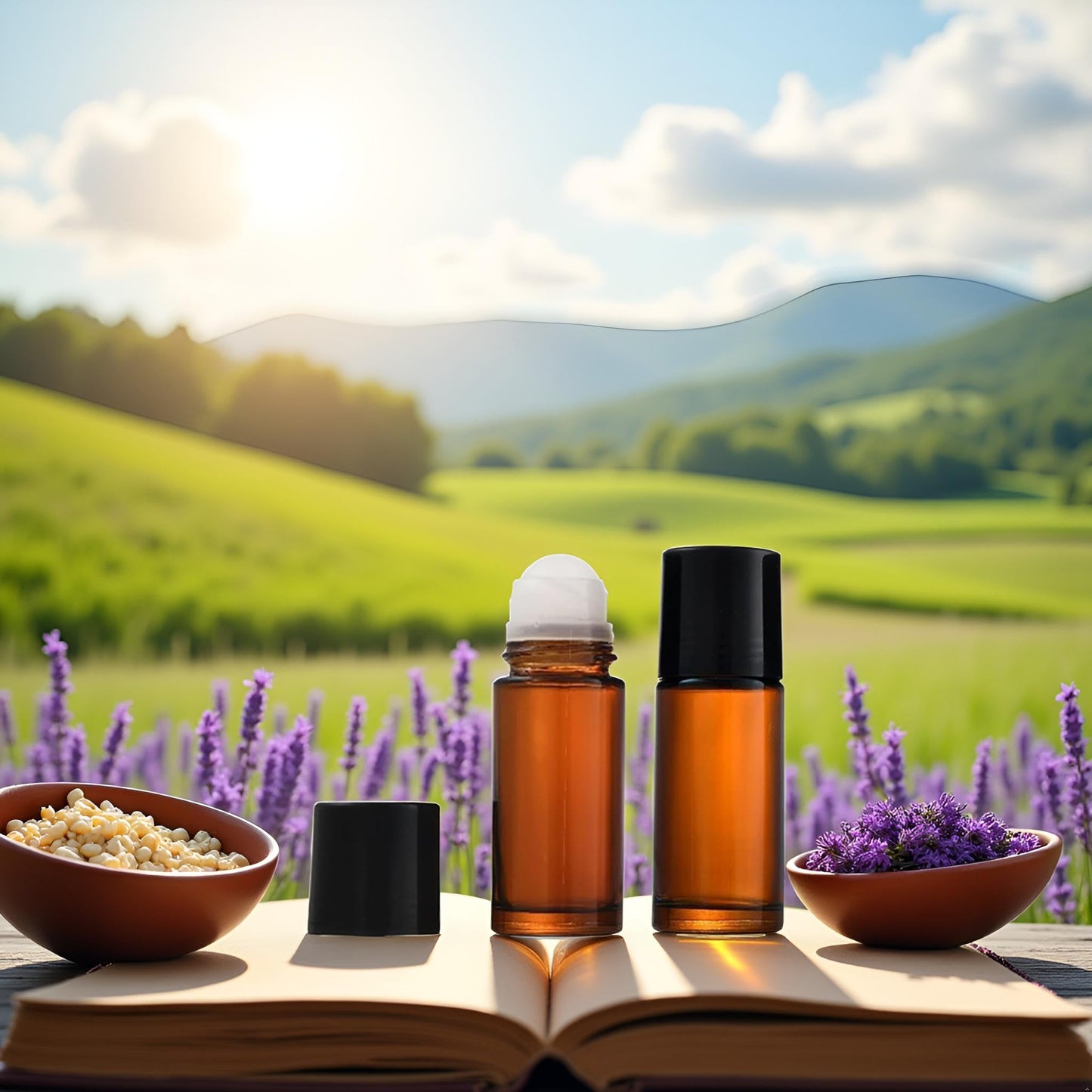 2 Pcs Clear Empty Glass Essential Oil Roller Bottles Vials Containers Refillable Roll-on Bottles with Funnel 30ML Refillable Cosmetic Containers Roller Balls for Essential Oils (Brown)