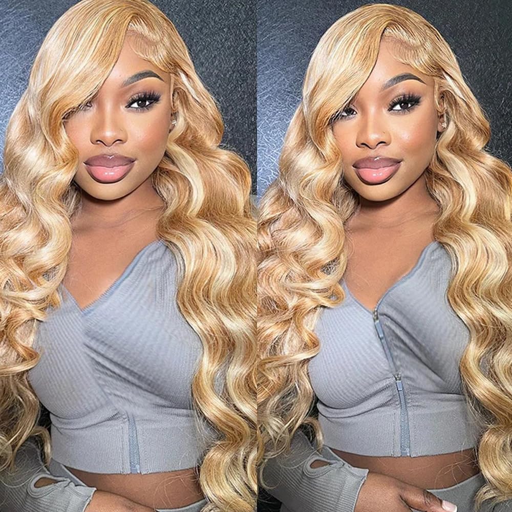 P27/613 Highlight Blonde Bundles Body Wave Bundles Human Hair 14 16 18 Inch Unprocessed Brazilian Virgin Weave Hairs Honey Blonde 3 Bundle 50 Gram Per Bundle Human Hair Extensions