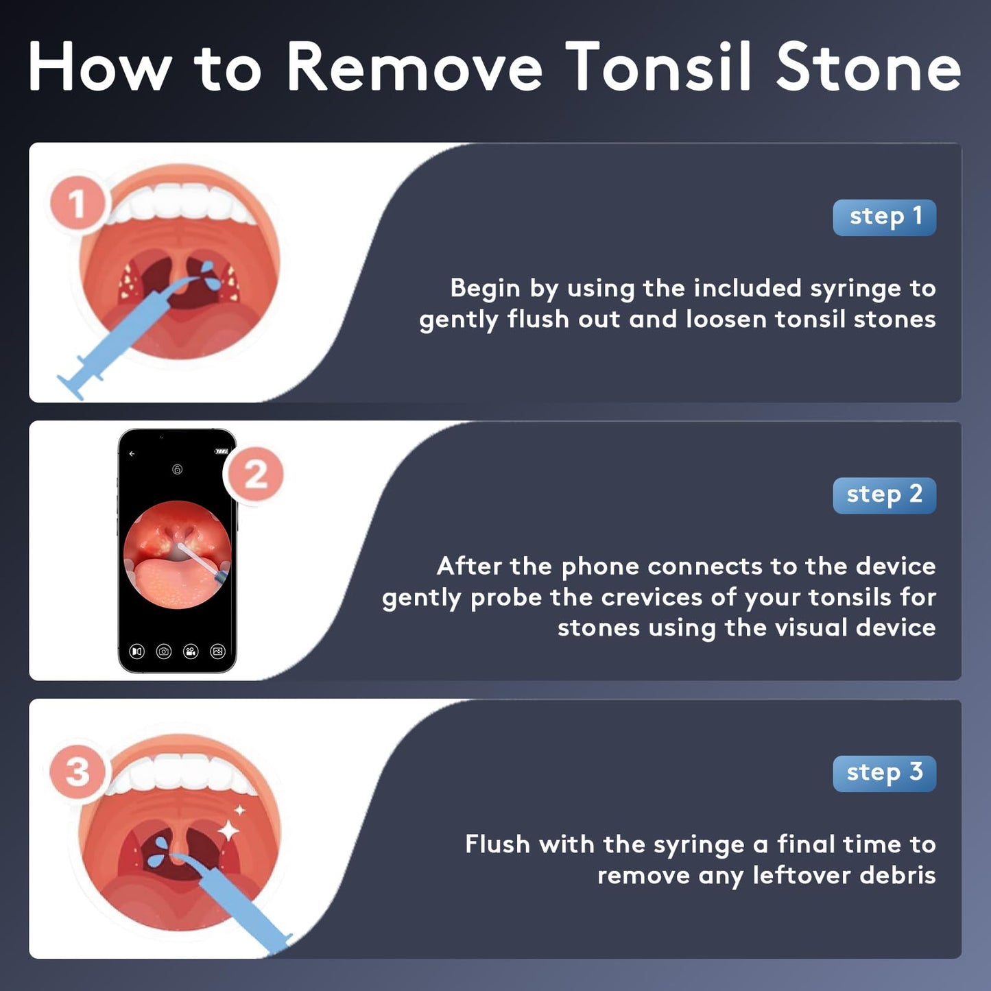 Tonsil Stone Removal Kit with Camera- 2025 Upgraded Tonsil Stone Remover Tool Connect with WIFI - Visual Led Light Tonsillolith Removal Tool with 4 Head Attachments (Black)