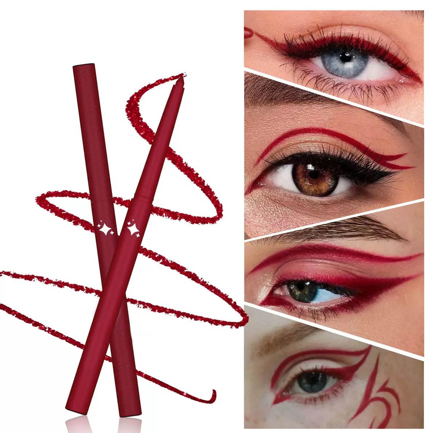 Wavuketu Burgundy Eyeliner Waterproof Burgundy Eyeliner Pencil Retractable burgundy gel eyeliner Smudge-proof Long Lasting Hypoallergenic (03#)