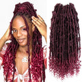 Butterfly Locs Crochet Hair with Curly Ends 18 Inch – Ombre Burgundy, 6 Packs