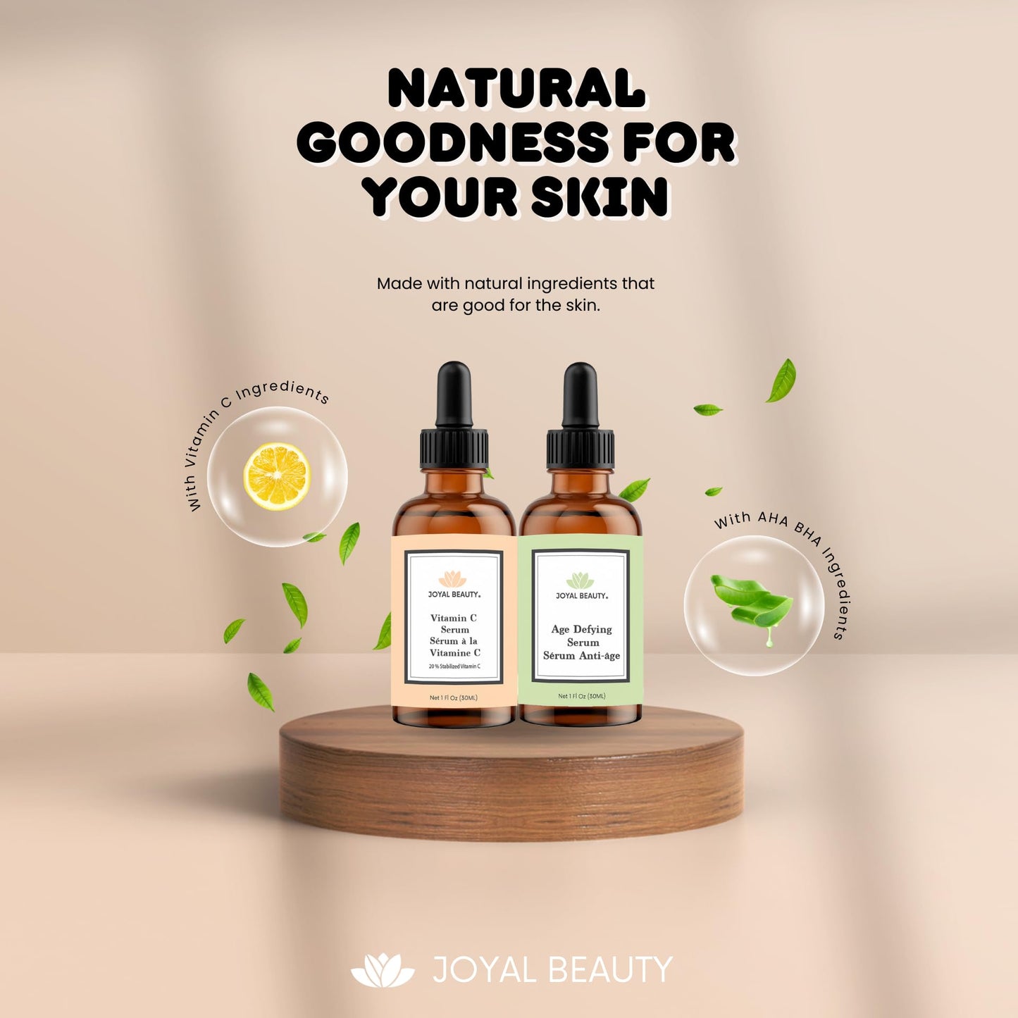 Joyal Beauty Vitamin C Serum with Hyaluronic Acid Vitamin E for Face and Skin. 20% Potent Vitamin C for Younger-look