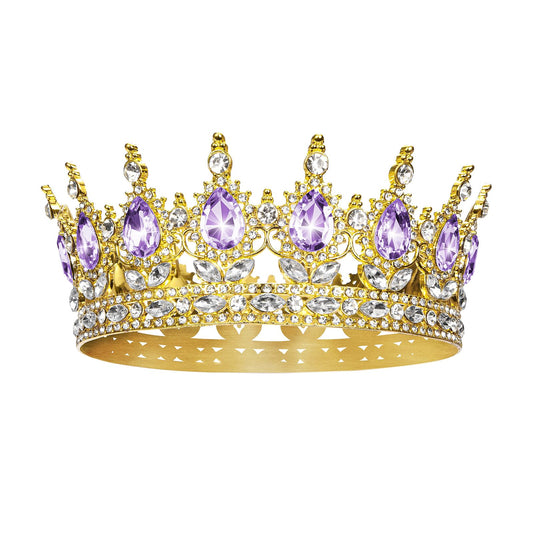 Onedor Gold Crown for Women Crystal Rhinestone Tiara Queen Headpiece for Wedding Prom Pageant Birthday Princess Theme Costume Party Hair Accessories and Cake Topper Decoration