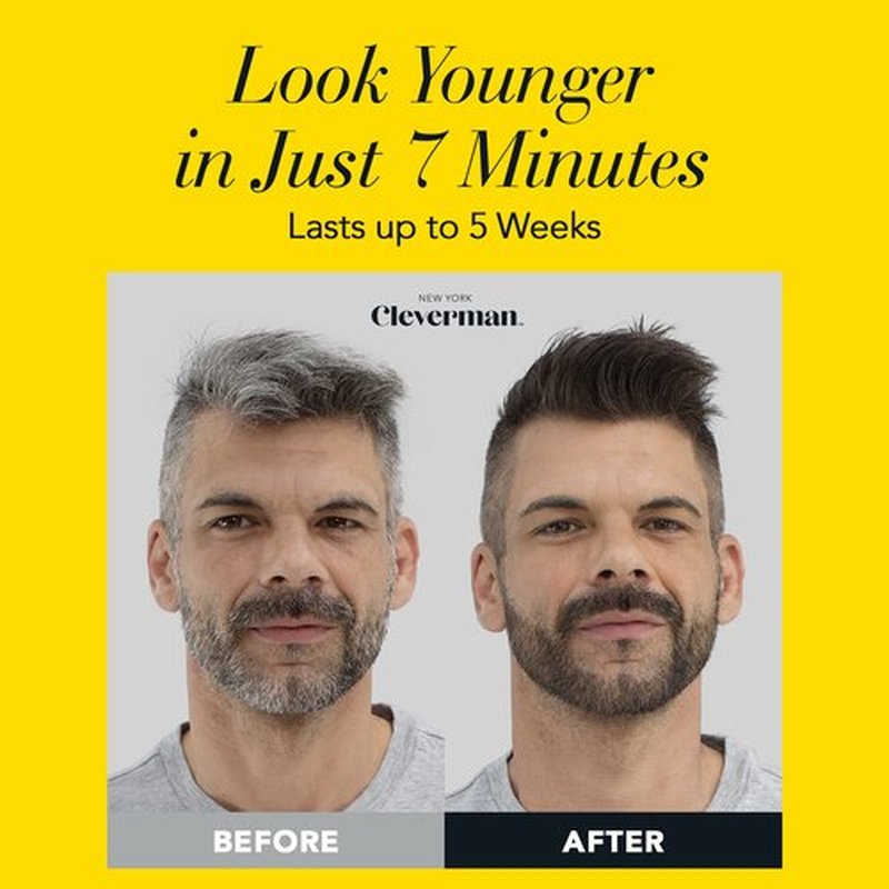 Cleverman Dark Brown Hair & Beard Dye Kit for Men - Natural-Looking Gray Coverage, Professional-Quality, Ammonia-Free for Hair, Beard & Mustache