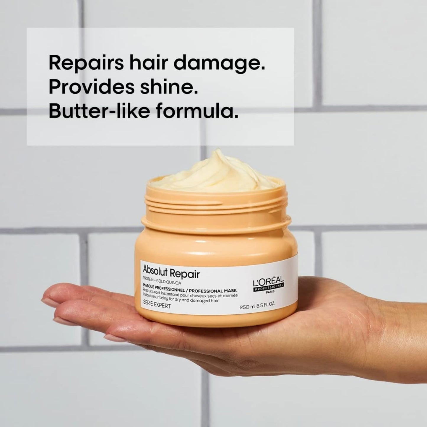 L'Oréal Professionnel Paris Absolut Repair Hair Mask - Protein Hair Treatment For Deep Nourishment, Hydrates, Repairs Damage & Adds Shine For Dry & Damaged Hair