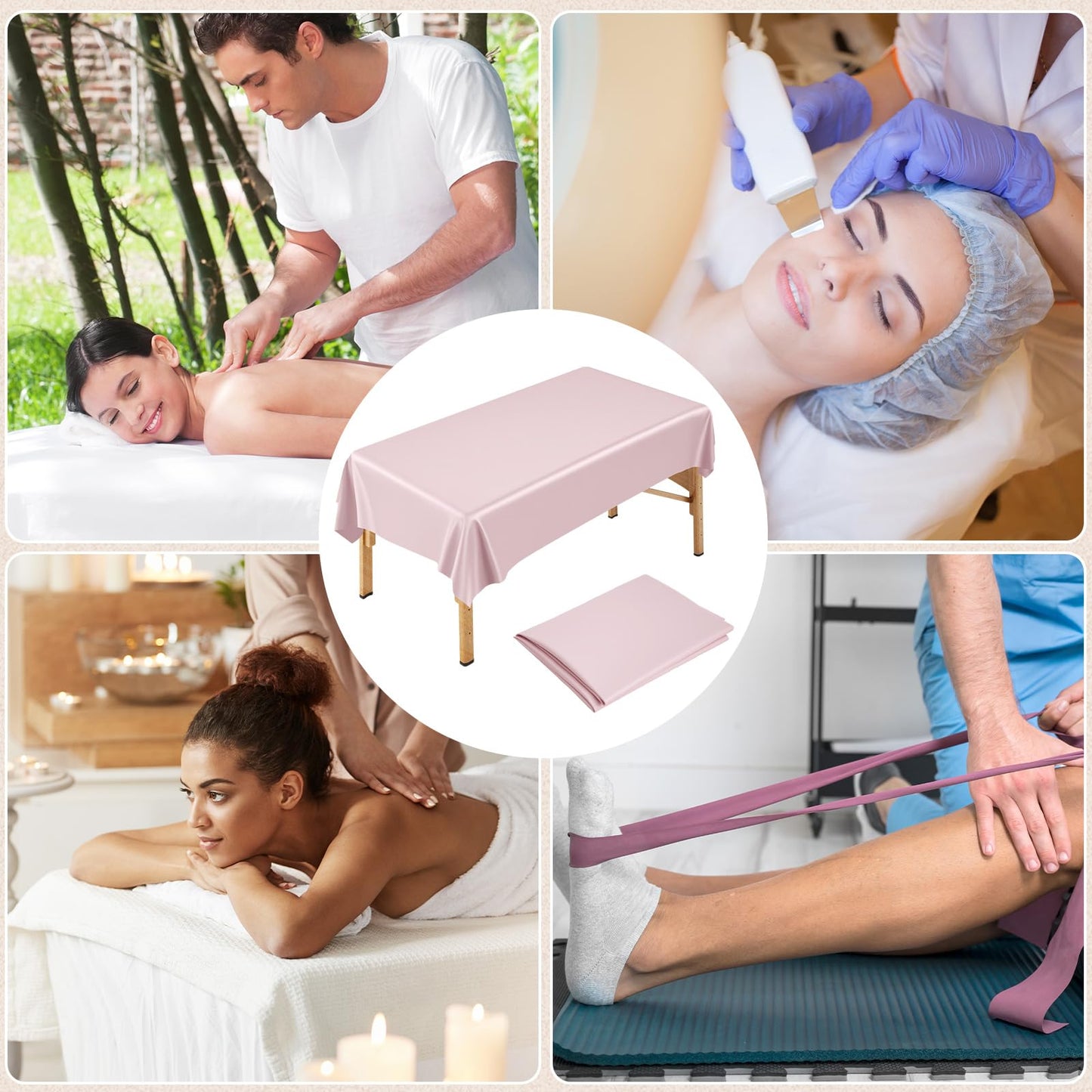 CroBlissful 87 x 51 Inch Massage Table Sheet Reusable Wax Mat Pad Waterproof PVC Waxing Mat for Esthetician Bed Oilproof Wax Bed Cover for Spa Beauty Tattoo Grafting Eyelash (Pink)