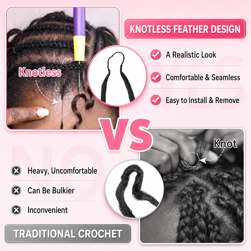 16 Inch Feather Crochet Hair for Black Women - Deep Wave Miracle Knots, 1B Natural Black, 60 Strands