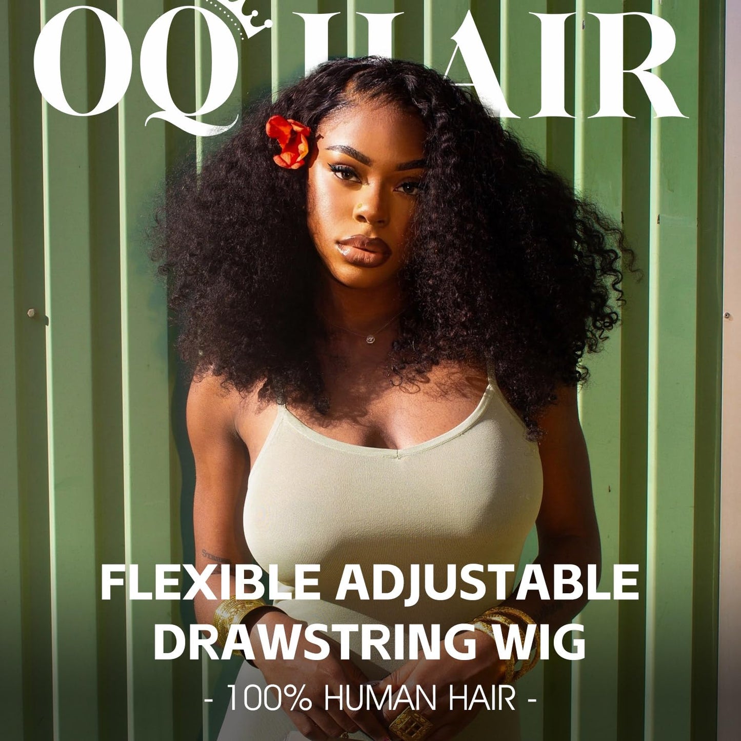 OQ Hair Afro Curly Half Wig Human Hair 180% Density 3 In 1 Beginner Friendly Glueless Wear and Go Kinky Curly Half Human Hair Wig for Women 20 Inch