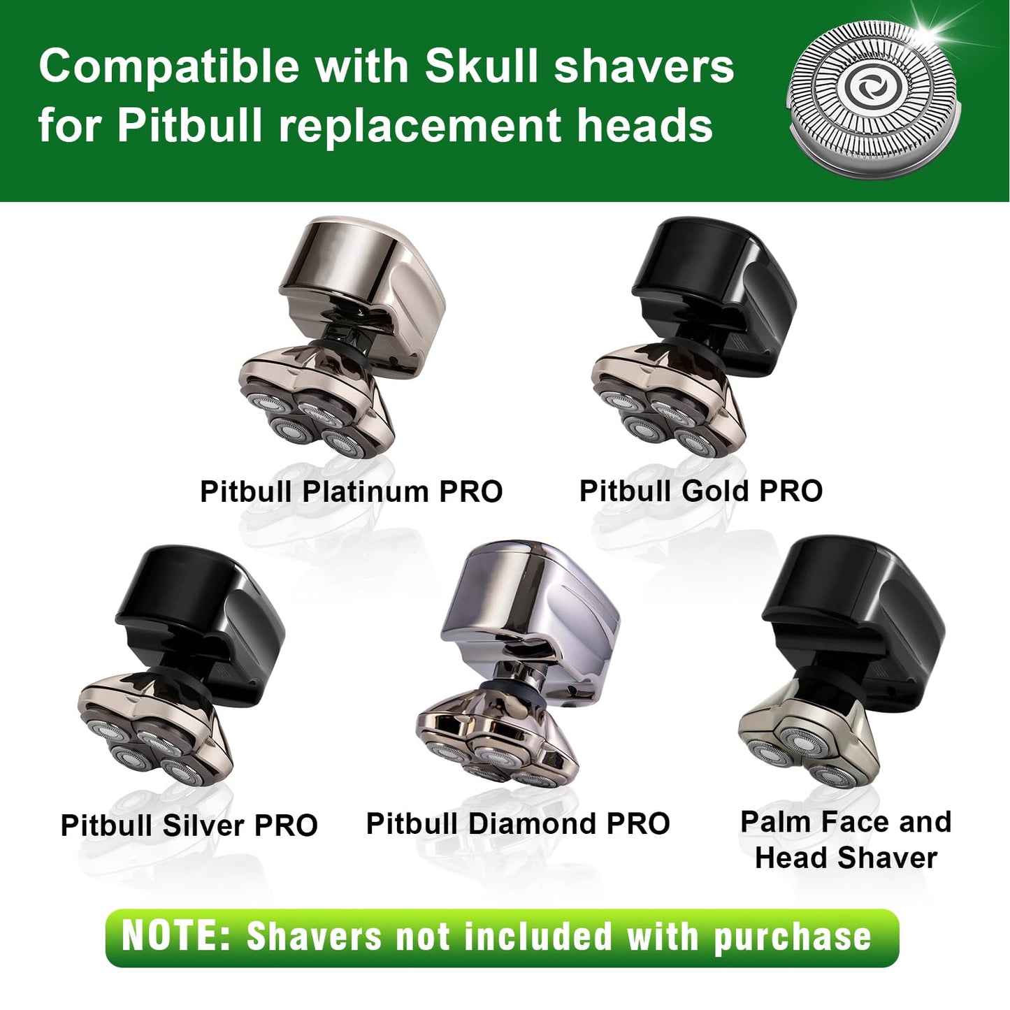 8 Pack Shaver Head Replacement Blade compatible with Sku*l Shaver Pitbull Gold PRO Shaver Replacement Blade 4 Head