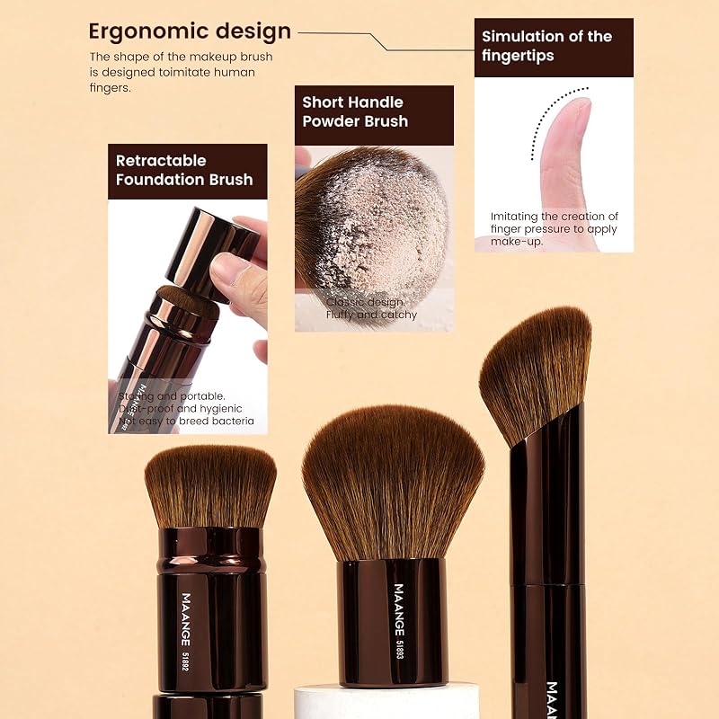 Dark Brown 20 Pcs Makeup Brush Set with Gift Box – Double-Ended Face & Eye Tools