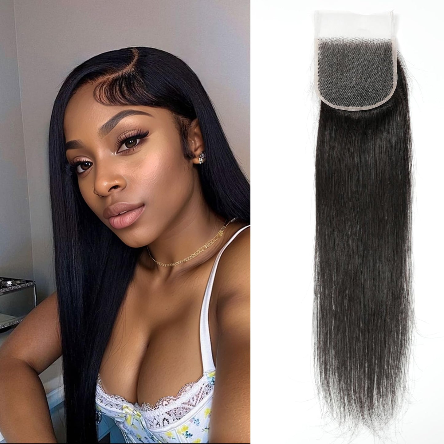 5x5 HD Lace Closure Body Wave Human Hair - Pre-Plucked Natural Hairline (10 Inch, Natural Color)