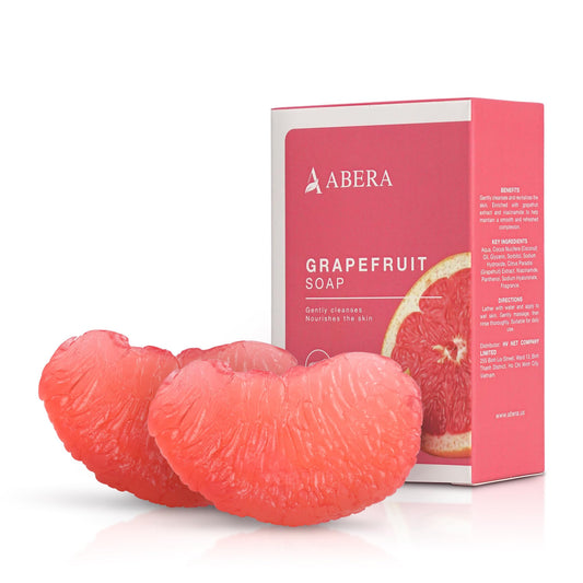 ABERA Grapefruit Soap Bar – Fruit-Shaped Decorative Soap for Bathroom Décor or Spa Vibes – Citrus Scent Moisturizing Vegan Body Cleanser, Unique Hand Soap Gift Set, 2 Pack (4.6 oz Total)