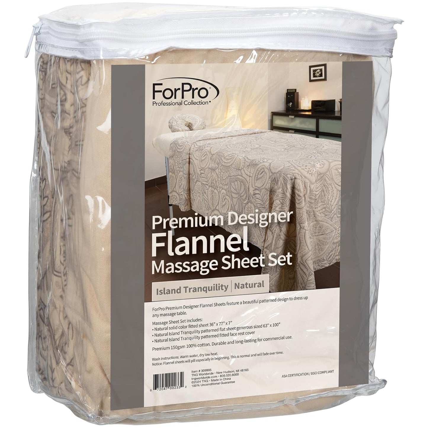 Premium Designer Flannel Massage Sheet Set - 3-Piece, Island Tranquility for Massage Tables
