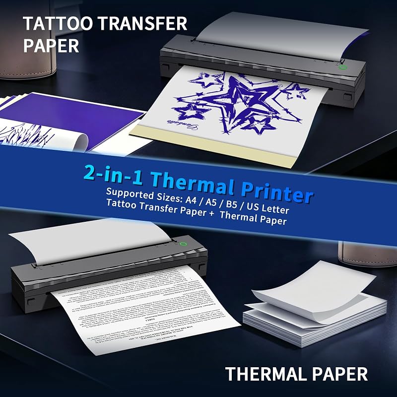 Tattoo Stencil Printer – Wireless 203 DPI Thermal Printer for Tattoo Stencils & Paper