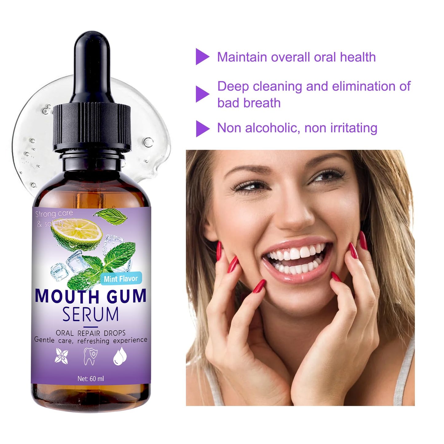 ZANGLEX Gum Restore Drops - 60ML Gum Repair for Receding Gums Treatment, Gum Regrowth Treatment Drops for Dry Mouth, Stain Removal & Bad Breath Treatment for Adults, Instant Fresh Breath