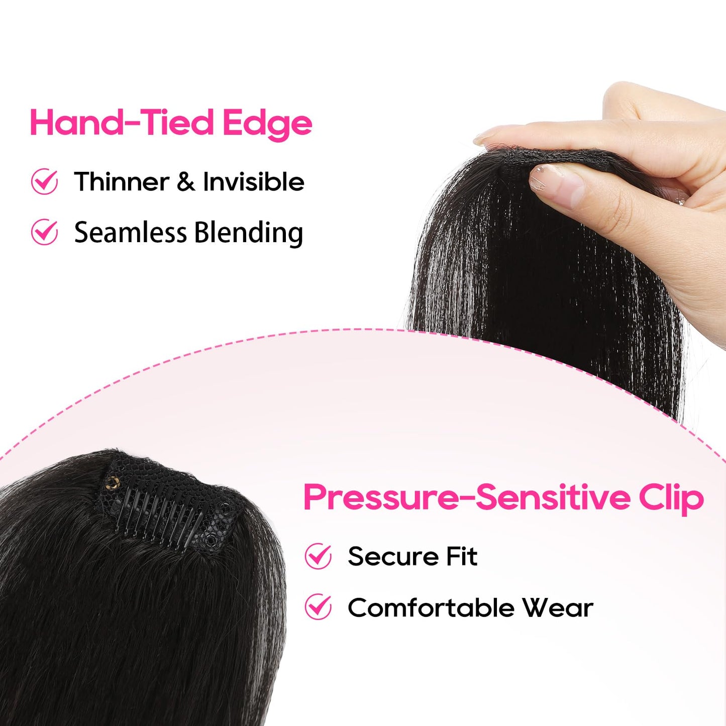 REECHO Clip in Hair Volumizer, 2PCS 6 inch Short Thick Clip in Hairpieces Adding Extra Volume Hair Extensions for Women - Black Brown
