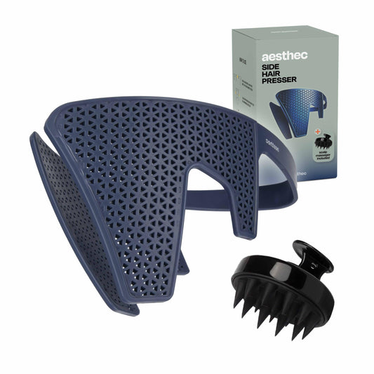 Men's Side Hair Flattener with Scalp Massager - Patented 3-Minute Presser with Color-Changing Heat Indicator Technology and Ventilated Design for Fast/Easy Grooming (aesthec Side Hair Presser)